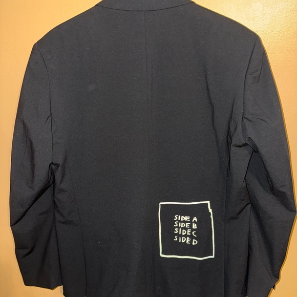 Jean-Michel Basquiat x H&M Avant Garde Mens Black Blazer With Graphic Text 40R - Picture 5 of 7